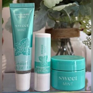 🆕🌱 BATH & BODY WORKS LIMITED EDITION “SWEET MINT” LIP CARE SET. NEW SEALED.